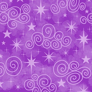L - Purple Stars & Clouds - Bright Amethyst Twinkle Sky