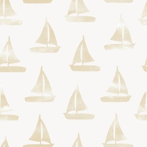 sailboats - sand beige & white
