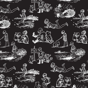 Classic Winnie the Pooh Toile Black & White