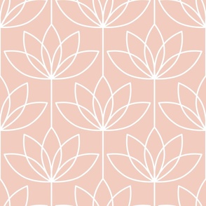 Art Deco Lotus Flower - pink pale dogwood - small - pink floral, geometric, deco