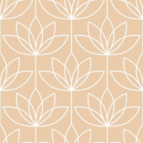 Art Deco Lotus Flower - sand - small - floral, geometric, deco, beige