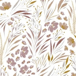 Whimsical Blooms  -  Delicate Hand-Drawn Florals in Brown & Mauve