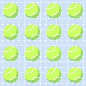 tennis balls and tennis net small scale