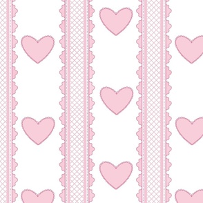 Valentine’s Day Pink Hearts and Lace Stripes