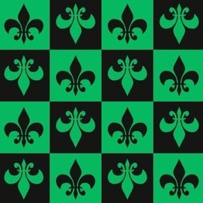 Green and Black Fleur De Lis Mardi Gras