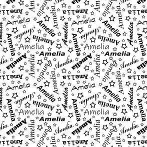 Amelia black on white 8x8