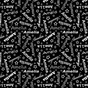 Amelia white on black 8x8