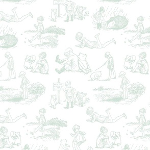 Classic Winnie the Pooh Toile Sage