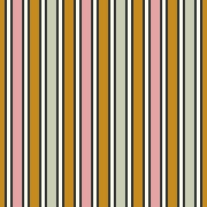 Arboretum Bold Stripes- Sage Green Pink Yellow Charcoal Ivory- Small Scale
