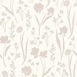 Farmhouse Wildflowers in Beige Tan and Cream