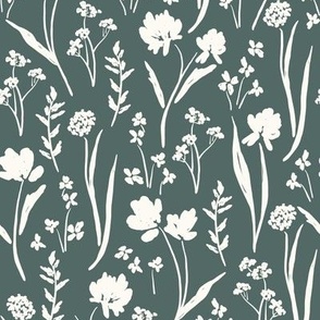 Farmhouse Wildflowers in Evergreen Pine and Cream