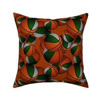 green gray sports team colors basketballs pattern on orange background