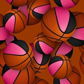 pink black team colors girls sports  basketballs pattern 