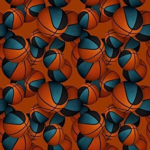 sports team colors teal black basketballs pattern 