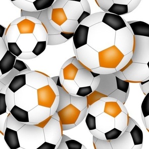  black orange school or sports club colors soccer balls pattern