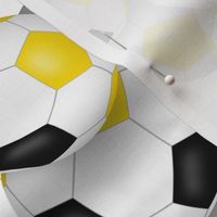  black gold school or sports club colors soccer balls pattern