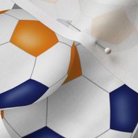 blue orange school or sports club colors soccer balls pattern
