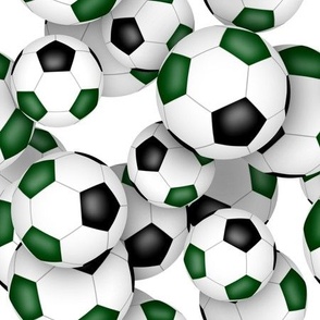 black green school or sports club colors soccer balls pattern