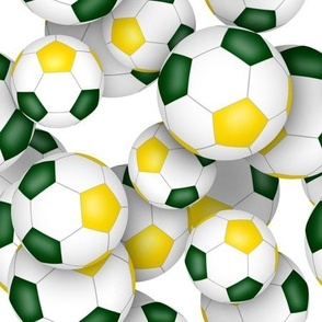 green gold school or sports club colors soccer balls pattern