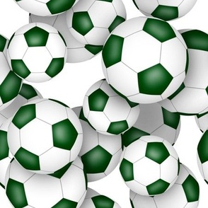 school or sports club colors green white soccer balls pattern