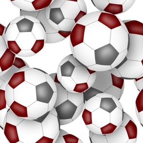  maroon gray school or sports club colors soccer balls pattern