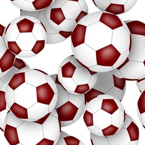 school or sports club colors maroon white soccer balls pattern