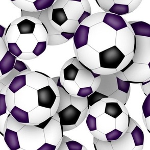 black purple school or sports club colors soccer balls pattern