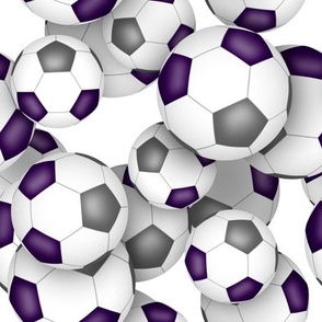 purple gray school or sports club colors soccer balls pattern