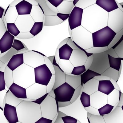 school or sports club colors purple white soccer balls pattern