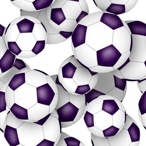 school or sports club colors purple white soccer balls pattern