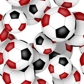 black red school or sports club colors soccer balls pattern