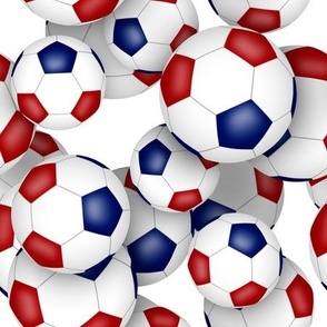 red blue school or sports club colors soccer balls pattern