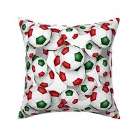 red green school or sports club colors soccer balls pattern