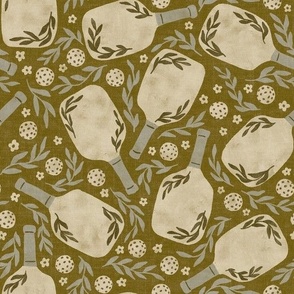 medium- pickleball - gold, grey, tan neutrals -sans lettering