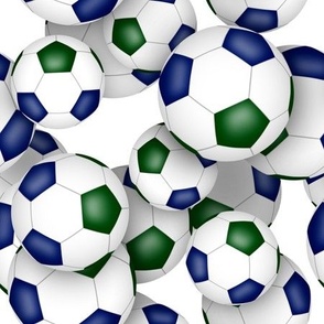 blue green school or sports club colors soccer balls pattern