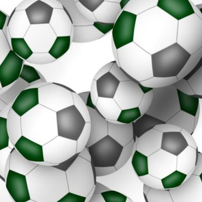 green gray school or sports club colors soccer balls pattern