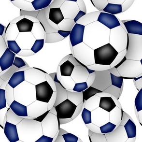  black blue school or sports club colors soccer balls pattern