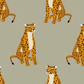 Mod leopards on grey - large