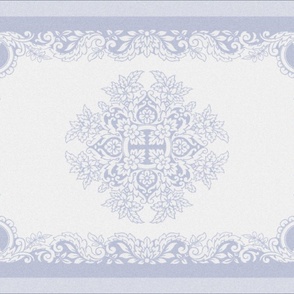 1880s Victorian Lace and Flowers Tea Towel, Soft Blue-Violet