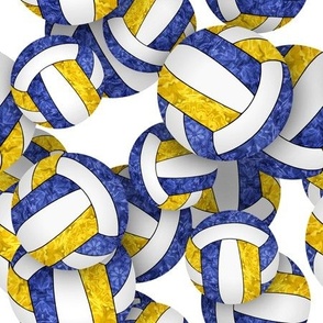 girly blue gold volleyballs pattern