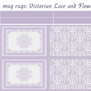 mug rugs: 1880s Victorian Lace and Flowers, Lavender