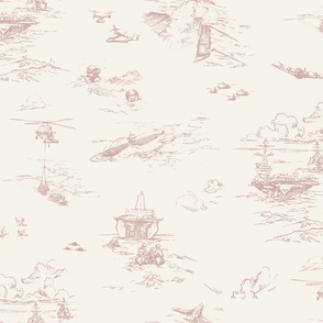 Dusty Pink Navy Toile