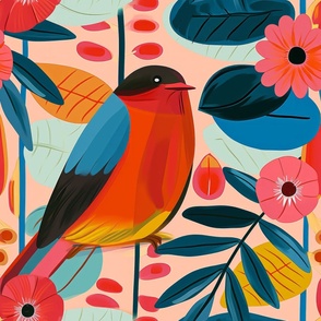 a surface design of graphic design play and birds_177
