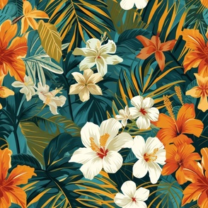 a surface design of bright and tropical birds and plants_147