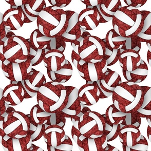 girly maroon white volleyballs pattern