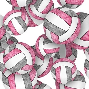 girly pink gray volleyballs pattern