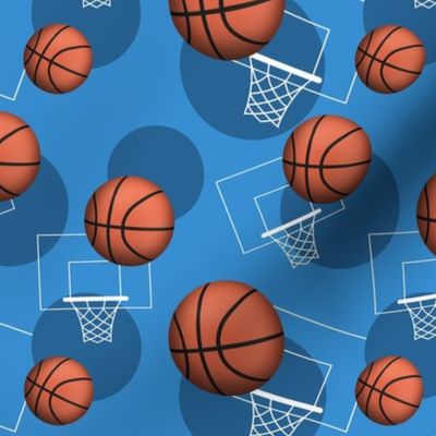 Basketball Themed Pattern Dark Blue - Small Scale