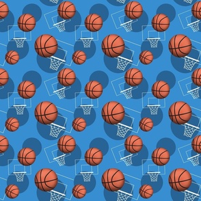 Basketball Themed Pattern Dark Blue - Small Scale