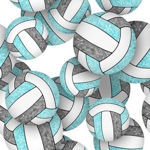 girly aqua gray volleyballs pattern