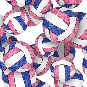girly pink blue volleyballs pattern